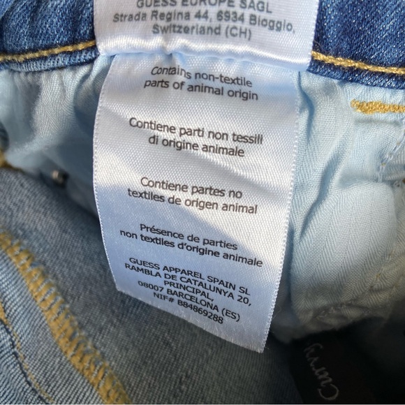 Guess Power curvy skinny blue jeans mid rise waist straight leg silver logo 27 - Picture 6 of 12